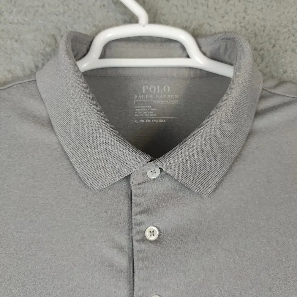 POLO RALPH LAUREN Performance Polo Men Size XL Short Sleeve Gray Shirt